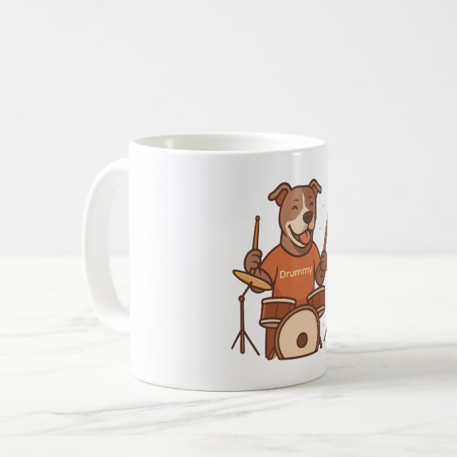 Pitbull Drummer Personalised Rock Drum Kit Gift –  Coffee Mug (Front Left)