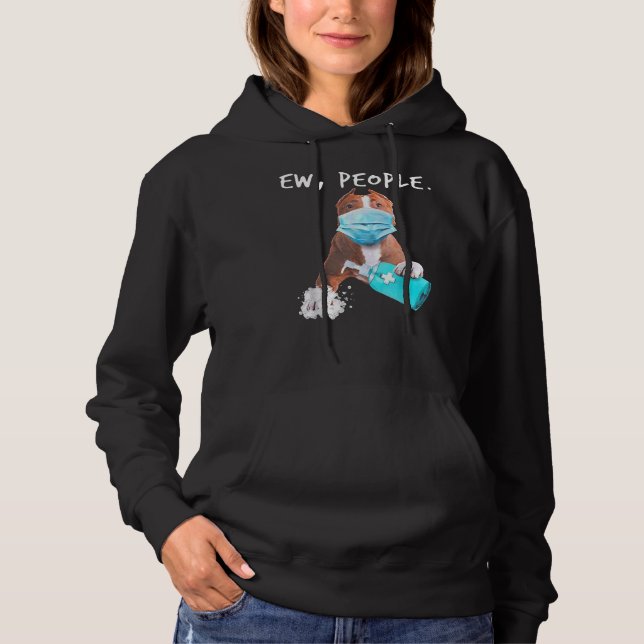 Pitbull Ew People Dog Wearing A Face Mask Hoodie (Front)