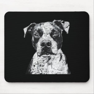 Pitbull Face Cute Dog Lover Men Women Black White  Mouse Pad