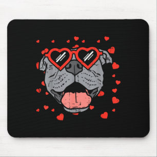 Pitbull Face Heart Gles Valentines Day Pet Dog Lov Mouse Pad