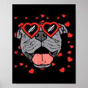 Pitbull Face Heart Gles Valentines Day Pet Dog Lov Poster