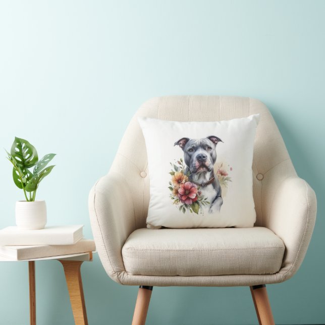 Pitbull Floral Cushion (Chair)