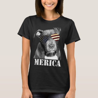 Pitbull Funny Patriotic Dog Usa Sun Glasses T-Shirt