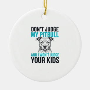 Pitbull Funny Quote Vintage Engraving Dog Design_1 Ceramic Tree Decoration
