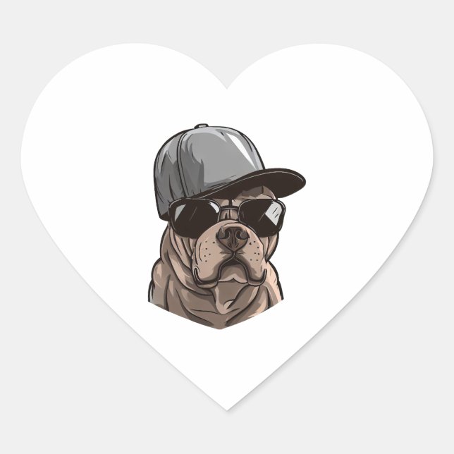 Pitbull Gangster Heart Sticker (Front)