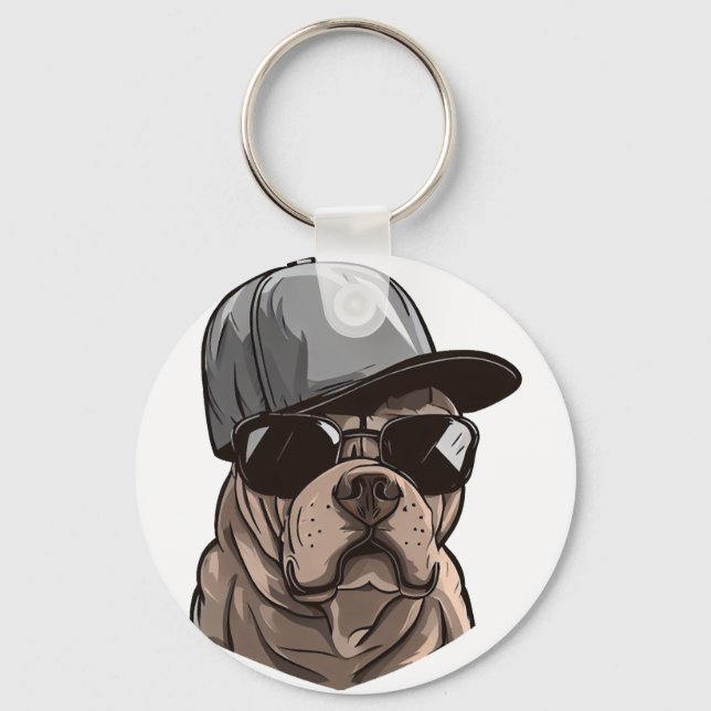 Pitbull Gangster Key Ring (Front)