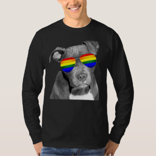 Pitbull Gay Pride Dog Lgbt Rainbow Flag T-Shirt