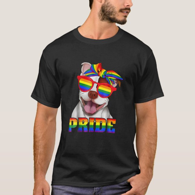 Pitbull Gay Pride Dog Pit Bull LGBT T-Shirt (Front)