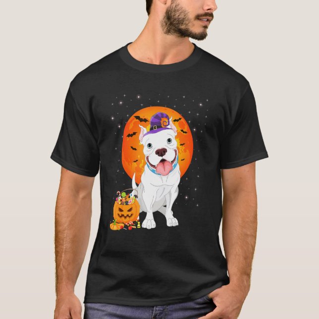 Pitbull Halloween Costume Pumpkin Pitbull T-Shirt (Front)