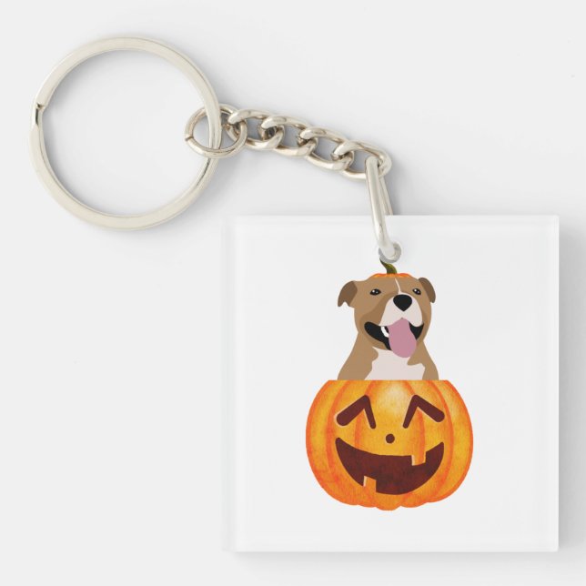 Pitbull Halloween  Key Ring (Front)