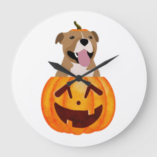 Pitbull Halloween   Large Clock