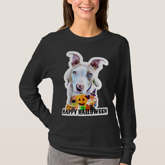Pitbull Halloween Pumpkin T-Shirt (Front)