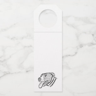 pitbull hand drawn photo dog animal lover bottle tag
