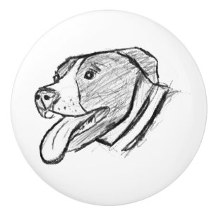 pitbull hand drawn photo dog animal lover ceramic knob