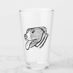 pitbull hand drawn photo dog animal lover glass
