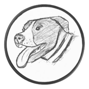 pitbull hand drawn photo dog animal lover hockey puck