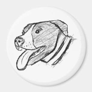 pitbull hand drawn photo dog animal lover magnet