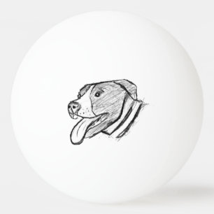 pitbull hand drawn photo dog animal lover ping pong ball