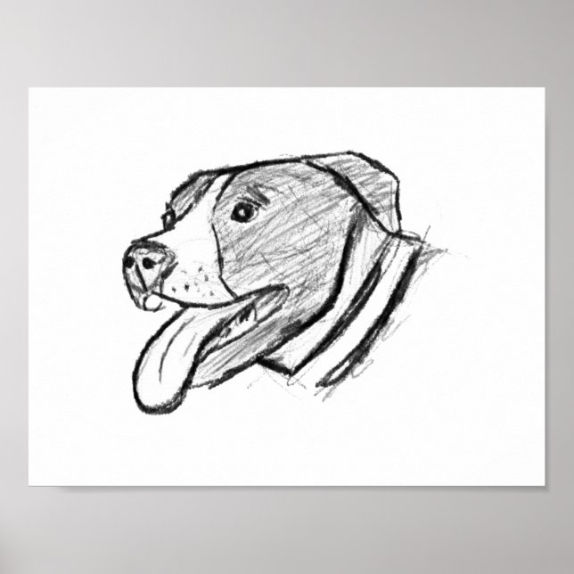 pitbull hand drawn photo dog animal lover poster (Front)