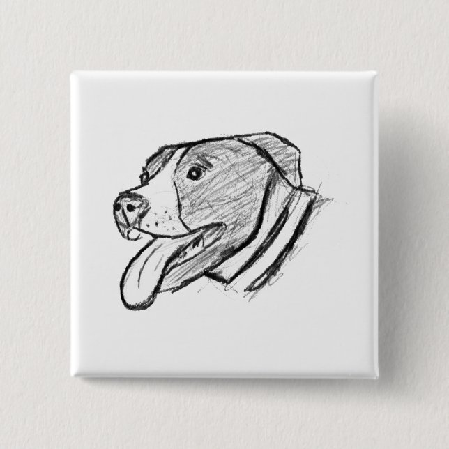 pitbull hand drawn photo dog animal lover poster 15 cm square badge (Front)