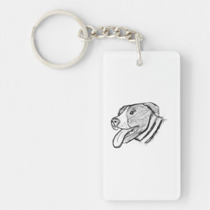 pitbull hand drawn photo dog animal lover poster key ring