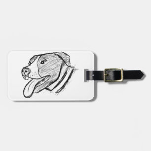 pitbull hand drawn photo dog animal lover poster luggage tag