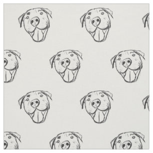 pitbull hand drawn photo dog animal lover simple  fabric
