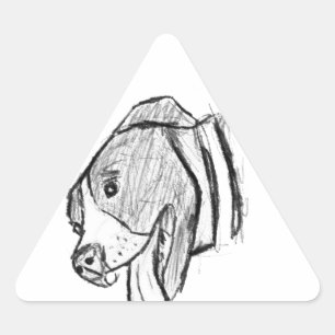 pitbull hand drawn photo dog animal lover triangle sticker