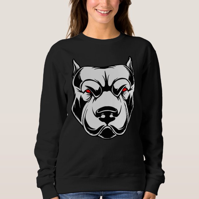 Pitbull Head With Red Eyes Sweatshirt (Front)