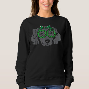 Pitbull Headband Shamrock Glasses St Patricks Day  Sweatshirt