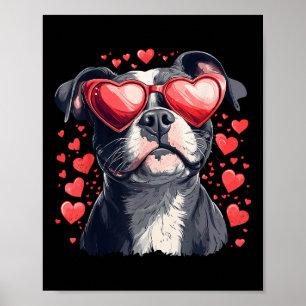 Pitbull Heart Gles Cute Pittie Valentines Day Dog Poster