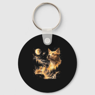 Pitbull howling to the moon vintage 90s retro key ring