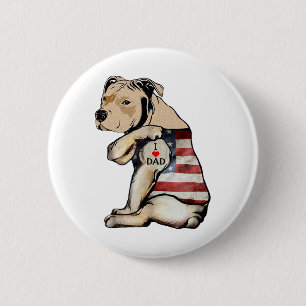 Pitbull I Love Dad Tattoo Fathers Day 6 Cm Round Badge