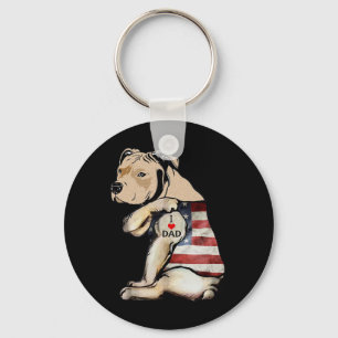 Pitbull I Love Dad Tattoo Fathers Day  Key Ring