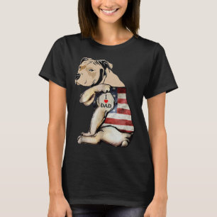 Pitbull I Love Dad Tattoo Fathers Day T-Shirt