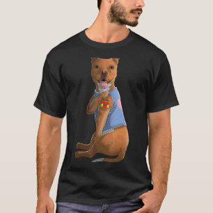 Pitbull I Love Mum Tattoo Dog Mother's Day T-Shirt
