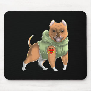 Pitbull I Love Mum Tattoo Dog Shirt Funny Mothers  Mouse Pad