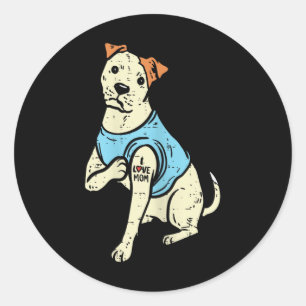 Pitbull I Love Mum Tattoo Pittie Dog Lover Owner W Classic Round Sticker
