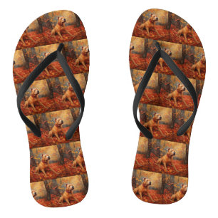 Pitbull in Autumn Leaves Fall Inspire Jandals