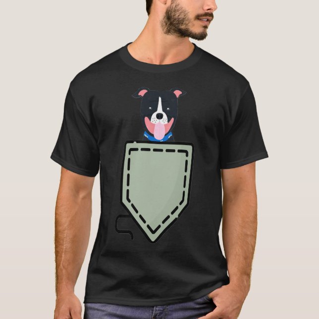 Pitbull In Pocket T-Shirt (Front)