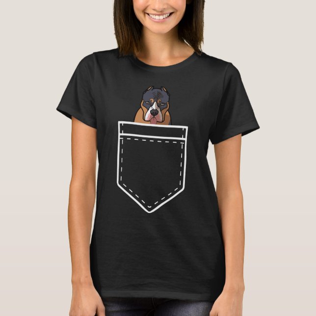 Pitbull In Your Front Pocket Dog Puppy Pittie Mum T-Shirt (Front)