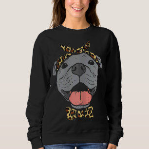 Pitbull Leopard Print Bandanna Pitties Dog Lover O Sweatshirt