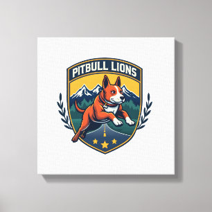 Pitbull Lions Vintage Mascot Sports Badge Vector D Canvas Print