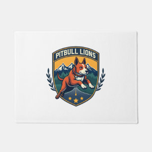 Pitbull Lions Vintage Mascot Sports Badge Vector D Doormat