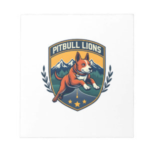 Pitbull Lions Vintage Mascot Sports Badge Vector D Notepad