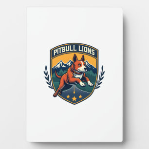 Pitbull Lions Vintage Mascot Sports Badge Vector D Plaque