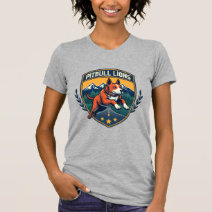 Pitbull Lions Vintage Mascot Sports Badge Vector D T-Shirt
