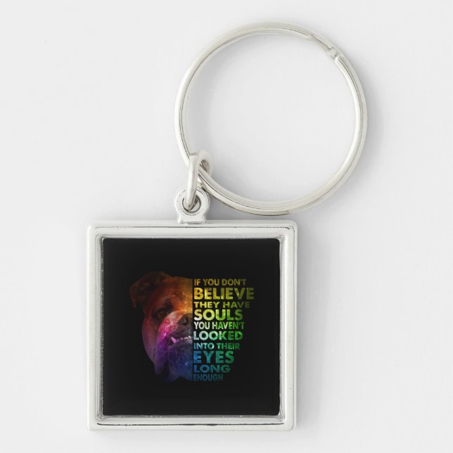 Pitbull looked Into Their Eyes Long Enough Dogs Key Ring (Front)