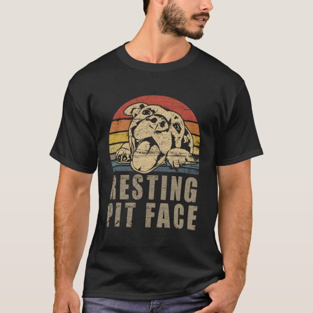 Pitbull Love I Love My Pit Resting Pit Face T-Shirt (Front)