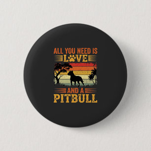 Pitbull Love Retro Sunset Dog 6 Cm Round Badge